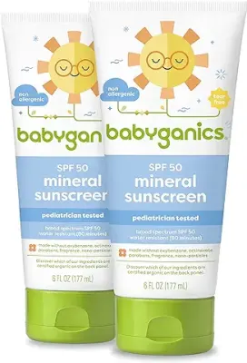 3. Babyganics SPF 50 Baby Sunscreen Lotion UVA UVB Protection | Water Resistant |Non Allergenic, 6 Fl Oz (Pack of 2)