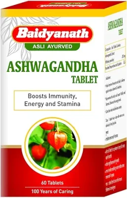3. Baidyanath Ashwagandha Tablet I Immunity Booster I Antioxidant I Rejuvenate mind & Body - 60 Tablets