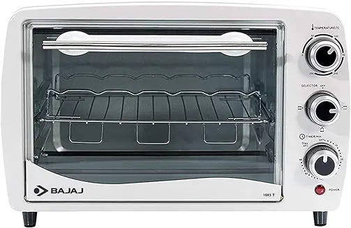 5. Bajaj 1603T Oven Toaster Grill (Otg) With Baking & Grilling Accessories, Oven For Kitchen With Transparent Glass Door, 2 Year Warranty, White, 1200 Watts, 16 liter