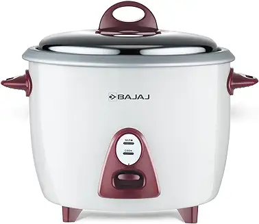 10. Bajaj Majesty New RCX 3 Multifunction Rice Cooker with Keep Warm Function, 1.5 Liters, 350W, White and Pink