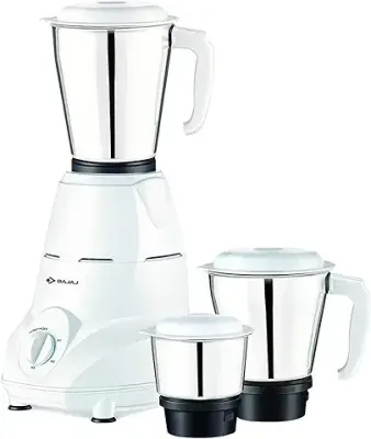 5. Bajaj Rex 500W Mixer Grinder with Nutri-Pro Feature, 3 Jars, White