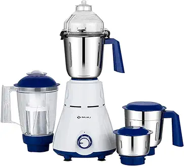 6. Bajaj Rex 750W Mixer Grinder with Nutri Pro Feature, 4 Jars, White