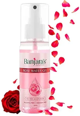 9. Banjara's Rose Water Gel | Oil Free Hydrating Spray Mist With Rose Petal Extracts | Clears Impurities, Maintains Skin Ph Levels, Helps Tighten Pores | For Skin, Face,100 Ml (100 Ml X 1 Pack)