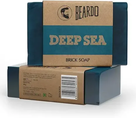 9. Beardo Deep Sea Brick Soap - 125G | With Energizing Oceanic fragrence| Brick Soap for Men|Natural ingredients like Aleo Vera| Deep Cleansing Handmade Soap