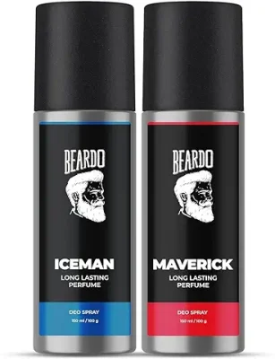 14. Beardo Perfume Body Spray for men - ICEMAN & MAVERICK, 150ml X 2 | Amber Woody, Oriental Leather, Aromatic Fresh | Deo For Men | Long Lasting Deodrant for Men | Gift for Men