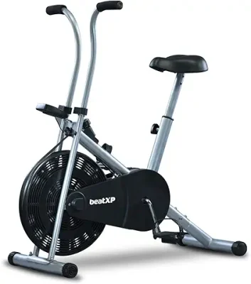 beatXP Tornado Airborne 1F(AB90) Air Bike Exercise Cycle for Home |Gym Cycle for Workout With Adjustable Cushioned Seat | Non-Slip Pedals | Fixed Handles With 6 Months Warranty (Silver/Black)