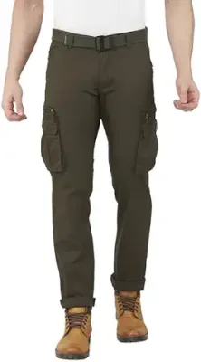 13. BEEVEE Mens Fixed Waist Cargo Pant with Belt.