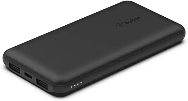 8. Belkin 10000 mAh 15W PD 3.0 Slim Fast Charging Power Bank with 1 USB-C and 2 USB-A Ports to Charge 3 Devices Simultaneously, for iPhones, Android Phones, Smart Watches & More - Black