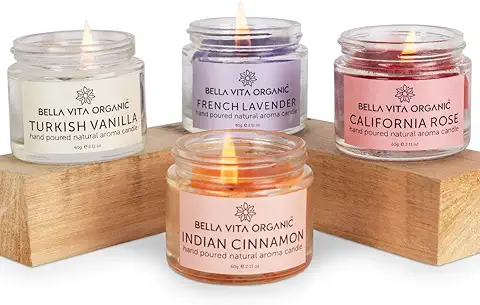 10. Bella Vita Organic Aroma Candles Soy Wax 4 X 60gms Each