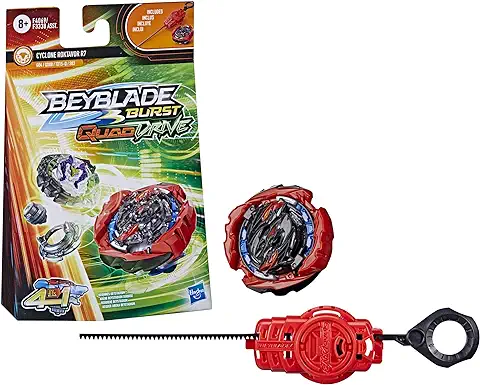 9. BEYBLADE Burst QuadDrive Cyclone Roktavor R7 - Stamina/Defense Type - Beyblade Spinning Top Starter Pack Toy, Beyblade Battling Game Top Toy with Launcher for kids Ages 8+, Original Beyblade By Hasbro