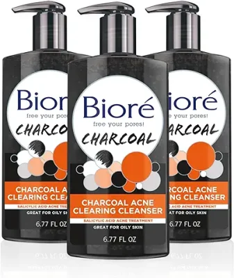 4. Bioré Charcoal Acne Clearing Facial Cleanser with 1% Salicylic Acid and Natural Charcoal