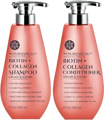 8. Biotin and Collagen Shampoo and Conditioner Set - Hair Growth Shampoo and Conditioner for Women with Coconut Oil - Biotin Shampoo and Conditioner for Thinning Hair with Argan and Jojoba Oil (17 Fl Oz)