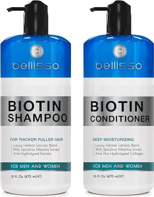1. Biotin Shampoo and Conditioner Set - Sulfate and Paraben Free Treatment for Men and Women - Hair Thickening Volumizing Products to Help Boost Thinning Hair with Added Keratin
