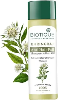 3. Biotique Bhringraj Therapeutic Hair Oil for Falling Hair | Intensive Hair Regrowth Treatment | Nourishing Hair Follicles| Strong and Shiny Hair| For All Skin Types| 200m