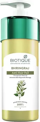10. Biotique Bhringraj Therapeutic Hair Oil for Falling Hair | Intensive Hair Regrowth Treatment | Nourishing Hair Follicles| Strong and Shiny Hair| For All Skin Types| 800m