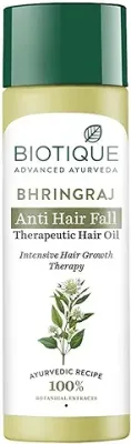 6. Biotique Bhringraj Therapeutic Hair Oil for Falling Hair | Intensive Hair Regrowth Treatment | Nourishing Hair Follicles| Strong and Shiny Hair| For All Skin Types| 120m