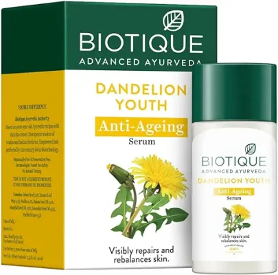 14. Biotique Dandelion Youth Anti-Ageing Serum| Ayurvedic and Organically Pure| Anti-Ageing Serum for Men & Women| Reduces Fine Lines & Wrinkles |100% Botanical Extracts| All Skin Types | 40ml
