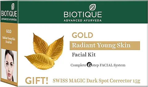 14. Biotique Gold Radiant Skin Youth Facial| 6-Step Facial Kit for Radiant Skin| Ayurvedic and Organically Pure| 100% Botanical Extracts| Suitable for All Skin Types | 65gm