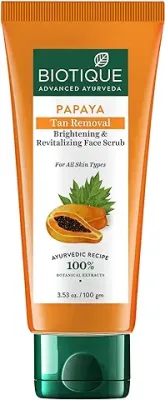 6. Biotique Papaya Tan Removal Brightening & Revitalizing Face Scrub