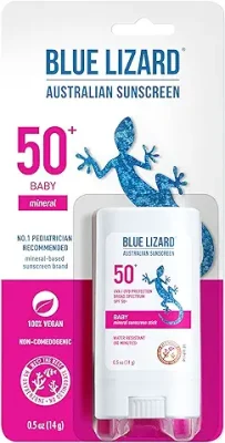 10. Blue Lizard BABY Mineral Sunscreen Stick with Zinc Oxide, SPF 50+, Water Resistant, UVA/UVB Protection - Easy to apply, Fragrance Free, .5 oz