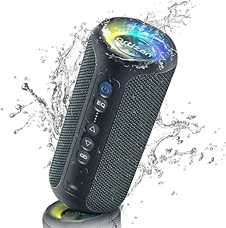 14. Bluetooth Speakers, Ortizan 40W Loud Stereo Portable Speaker, IPX7 Waterproof Shower Speakers with Deep Bass/LED Light/30H Battery/TF Card/AUX, True Wireless Stereo Speaker for Indoor&Outdoor