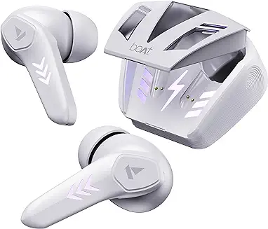 5. boAt Airdopes 190 TWS Earbuds with BeastTM Mode(50ms) for Gaming, 40H Playtime, Breathing LEDs, Quad Mics ENxTM Tech, ASAPTM Charge & BTv5.3(White Sabre)