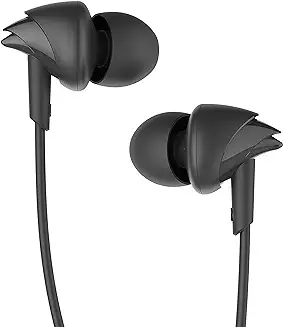 8. boAt BassHeads 100 in-Ear Wired Headphones with Mic (Black)