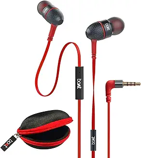 10. boAt Bassheads 225 Wired in Ear Earphone with Mic(Red, Carry Case)