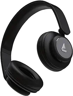 2. boAt Rockerz 450 Bluetooth On Ear Headphones with Mic, Upto 15 Hours Playback, 40MM Drivers, Padded Ear Cushions, Integrated Controls and Dual Modes(Luscious Black)