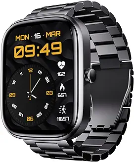 13. boAt Ultima Chronos Smart Watch with 1.96" AMOLED Display,Advanced BT Calling,Coins,DIY Watch Face Studio,Female Wellness,HR&SPO2 Monitoring,Energy&Sleep Score,IP67(Steel Black)