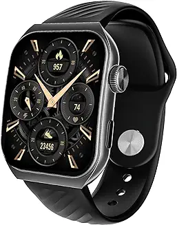 5. boAt Ultima Vogue Smart Watch with 1.96" AMOLED Curved Display, BT Calling, Functional Crown, Widget Control, Always on Display, HR & SpO2 Monitoring, IP67(Jet Black)
