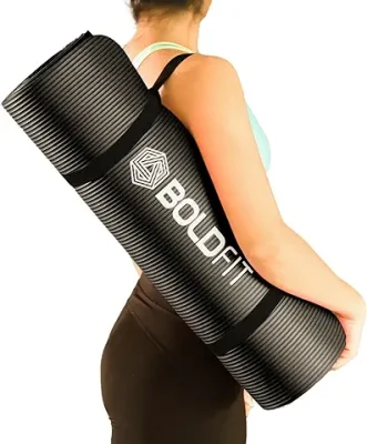Extra-Thick Yoga Mat - Durable Exercise Foam Mat with Carry Strap