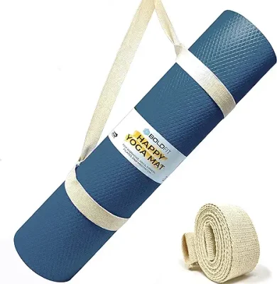 TEGO CORE Yoga Mat with GuideAlign & Yoga Mat Holder Bag - TEAL-GOLD, 8 MM