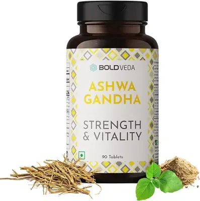 8. Boldveda Ashwagandha Tablets for Men and Women - Ashwagandha Tablets 500mg for Stress Relief, Strength with Piperine for Wellness Support - Ashwagandha Tablet Rich in Antioxidant- 90 Tablets