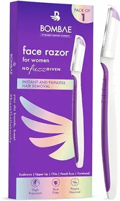 12. Bombae Reusable Face Razor For Women Facial Hair - 1 | Instant Glow & Painless Hair Removal | For Eyebrows, Upper Lip, Chin, Peach Fuzz, Forehead, Unibrow, Sideburns | Dermaplaning Tool | Korean skincare