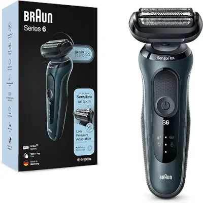 6. Braun Electric Razor for Men, Series 6 61N1000S SensoFlex Electric Shaver, Rechargeable, Wet & Dry Foil Shaver with Travel Case, Waterproof, Advanced German Engineering, 5 min quick charge