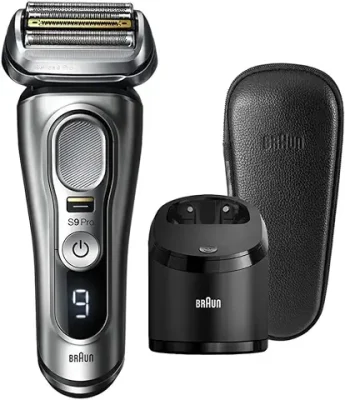 14. Braun Series 9 Pro 9467cc Wet & Dry shaver for men, with 5-in-1 SmartCare center and leather travel case, For Comfort & Close Shave, Gentle & Effective on Tough Beards, Silver
