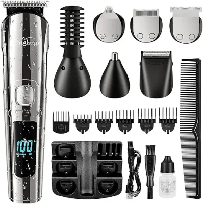 15. Brightup Beard Trimmer for Men - 19 Piece Mens Grooming Kit with Hair Clippers, Electric Razor, Shavers for Mustache, Body, Face, Nose and Ear Hair Trimmer, Gifts for Men, FK-8688T
