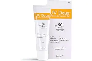 10. Brinton Healthcare UvDoux Face & Body Sunscreen gel with SPF 50 PA+++ in Matte Finish and Oil Free Formula