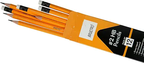 7. BRUSTRO 2 HB Extra Dark Pencil With Eraser Tip (Pack of 12)