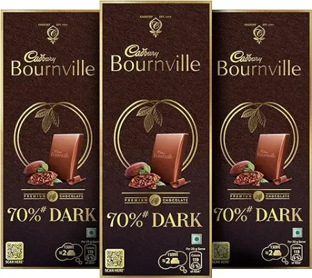 5. Cadbury Bournville Rich Cocoa 70% Dark Chocolate Bar, 3 x 80 g