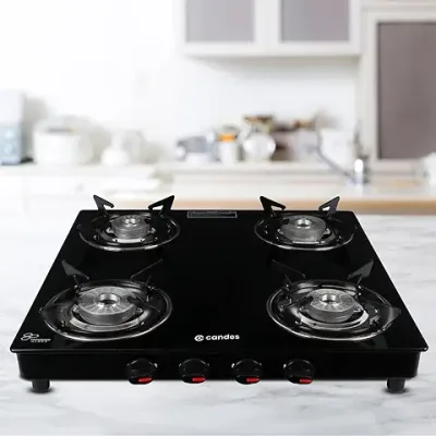 7. Candes Toughened Glass 4 Burner Manual Gas Stove