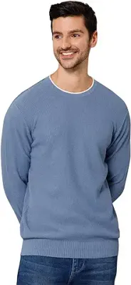 9. Cantabil Solid Round Neck Full Sleeves Regular Fit Men Sky Blue Casual Sweater