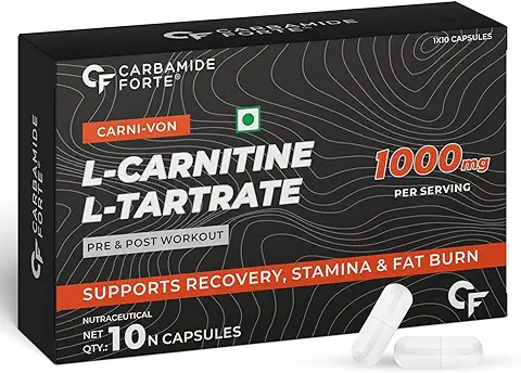 14. Carbamide Forte L-Carnitine L-Tartrate 1000mg Capsules for Men & Women | Pre Workout Supplement - 10 Veg Capsules