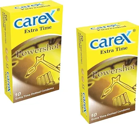 5. Carex Powershot 10 Extra Time Dotted Condoms X 2