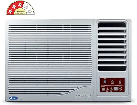 13. Carrier 1 Ton 3 Star Fixed Speed Window AC( Copper,High Density Filter for Dust Filtration, 2Way Air Directional Control, 2023 Model,Estra DX -CAW12SC3R32F0,White)