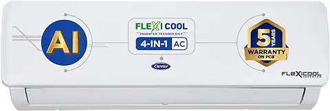 7. Carrier 1.5 Ton 3 Star AI Flexicool Inverter Split AC (Copper, Convertible 4-in-1 Cooling,High Density Filter, Auto Cleanser, 2023 Model,ESTER Exi - CAI18ER3R32F0,White)