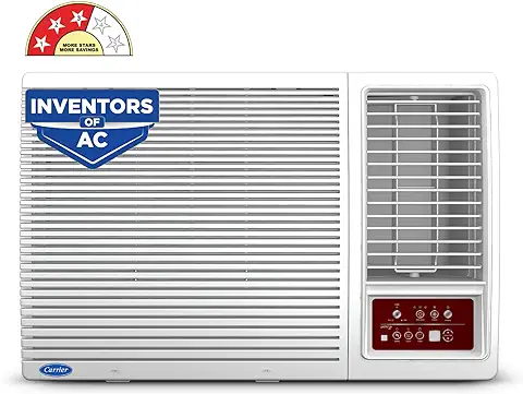 Carrier 1.5 Ton 3 Star Fixed Speed Window AC( Copper,High Density Filter for Dust Filtration, 2Way Air Directional Control, 2023 Model,Estra DX -CAW18SC3R32F0,White)