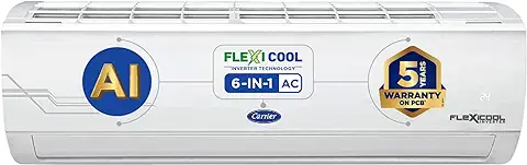 11. Carrier 1.5 Ton 5 Star AI Flexicool Inverter Split AC (Copper, Convertible 6-in-1 Cooling,Dual Filtration with HD & PM 2.5 Filter, Auto Cleanser, 2023 Model,ESTER Exi -CAI18ES5R33F0 ,White)