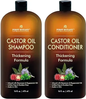 6. Castor Oil Shampoo and Conditioner - An Anti Hair Loss Set Thickening formula For Hair Regrowth, Anti Thinning Sulfate Free For Men & Women Anti Dandruff Treatment - 16 oz
